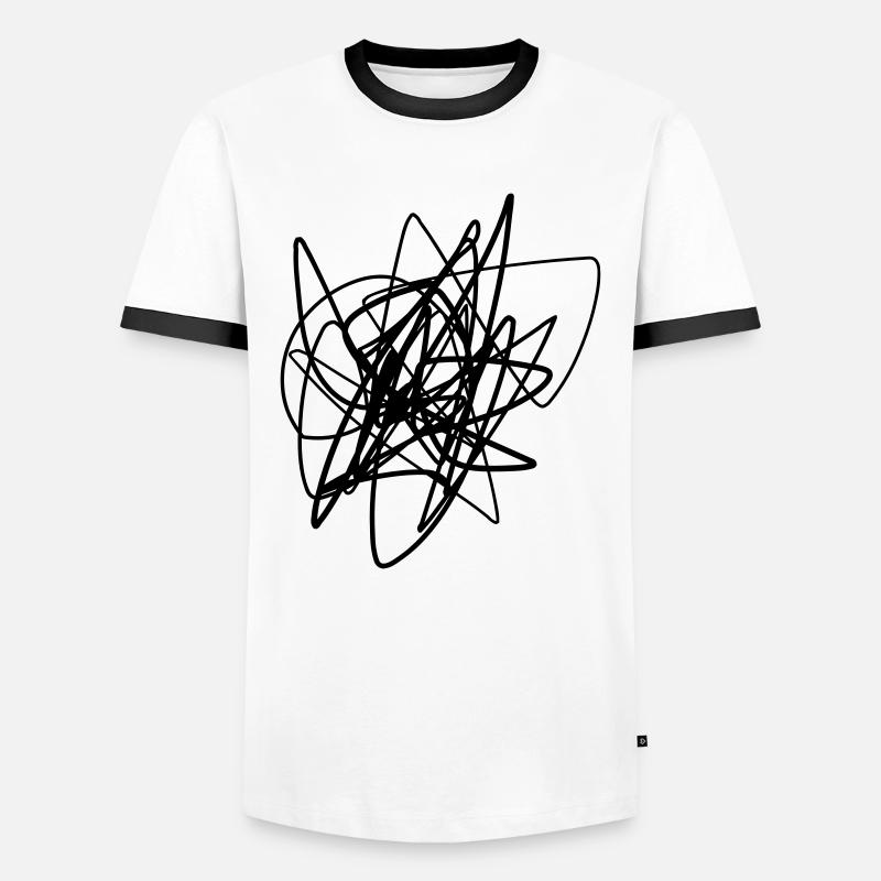 Scribbled chaotic strokes pattern - Men's Ringer Shirt - white/black