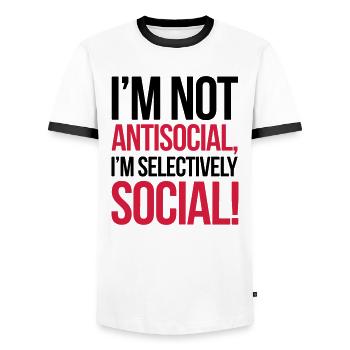 Antisocial - Men's Ringer Shirt - white/black - Front - AI Model Female 172 light (172cm) & AI Model Male 178 dark (178cm)