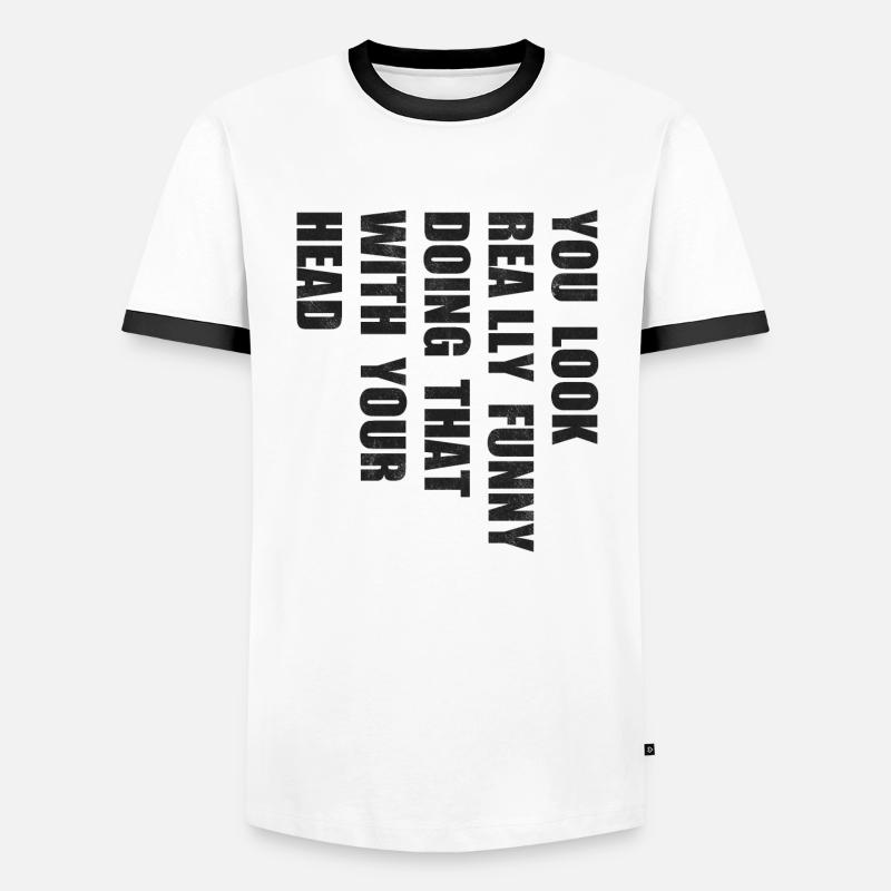 funny text - Men's Ringer Shirt - white/black