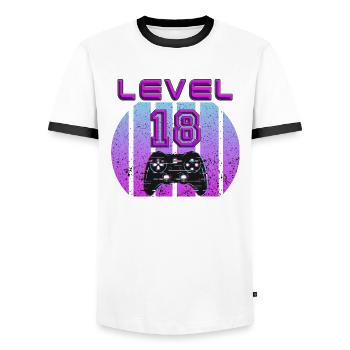 18th Birthday - Gift for 18 Birthday - Men's Ringer Shirt - white/black - Front - AI Model Female 172 light (172cm) & AI Model Male 178 dark (178cm)