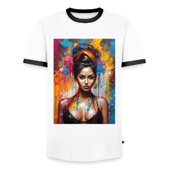Southern Beauty - Men's Ringer Shirt - white/black - Front - AI Model Female 172 light (172cm) & AI Model Male 178 dark (178cm)