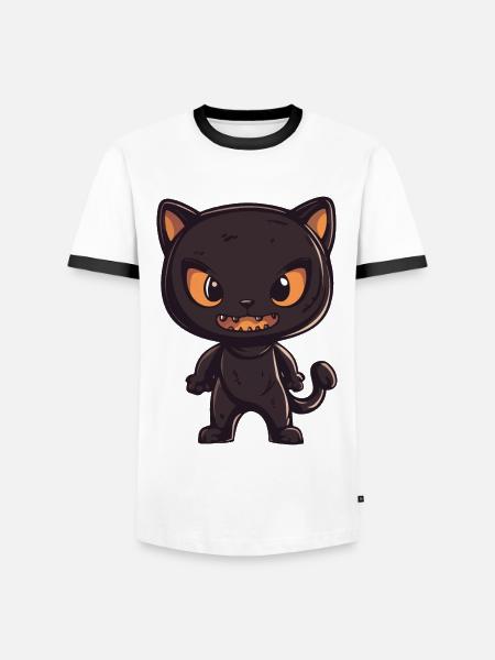 Panthère Halloween Zombie - T-shirt contrasté Homme - blanc/noir