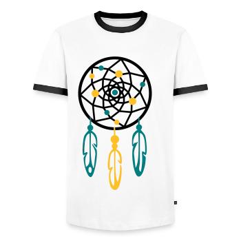 Dreamcatcher / Dreamcatcher PEARLS - Men's Ringer Shirt - white/black - Front - AI Model Female 172 light (172cm) & AI Model Male 178 dark (178cm)