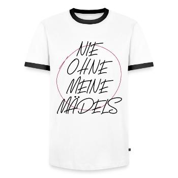 nie ohne meine mädels kreis - Männer Kontrast-T-Shirt - Weiß/Schwarz - Vorne - AI Model Female 172 light (172cm) & AI Model Male 178 dark (178cm)