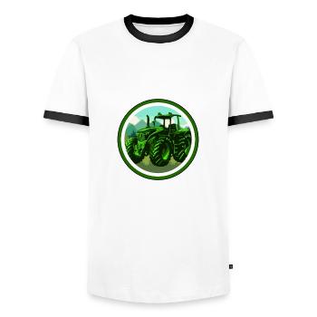 Landwirt Logo - Männer Kontrast-T-Shirt - Weiß/Schwarz - Vorne - AI Model Female 172 light (172cm) & AI Model Male 178 dark (178cm)