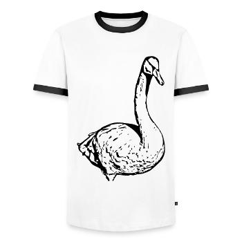 Cygne Canard noir Oiseau Oie - T-shirt contrasté Homme - blanc/noir - Devant - AI Model Female 172 light (172cm) & AI Model Male 178 dark (178cm)