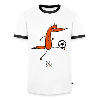 Footballeur intelligent - T-shirt contrasté Homme - blanc/noir - Devant - AI Model Female 172 light (172cm) & AI Model Male 178 dark (178cm)