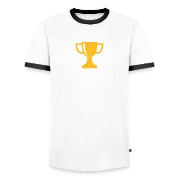 Golf championship league (Golfschläger, Pokal) - Männer Kontrast-T-Shirt - Weiß/Schwarz - Vorne - AI Model Female 172 light (172cm) & AI Model Male 178 dark (178cm)