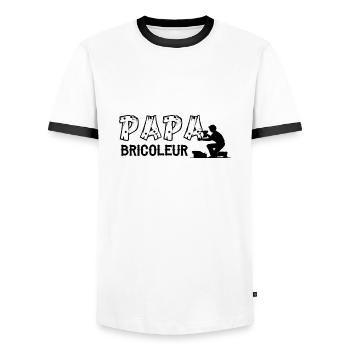 Papa bricoleur logo - T-shirt contrasté Homme - blanc/noir - Devant - AI Model Female 172 light (172cm) & AI Model Male 178 dark (178cm)