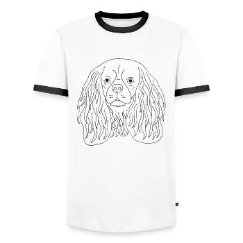 Cavalier King Charles Spaniel - Männer Kontrast-T-Shirt - Weiß/Schwarz - Vorne - AI Model Female 172 light (172cm) & AI Model Male 178 dark (178cm)