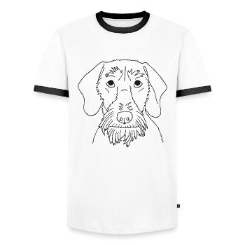 Rauhaardackel - Männer Kontrast-T-Shirt - Weiß/Schwarz - Vorne - AI Model Female 172 light (172cm) & AI Model Male 178 dark (178cm)