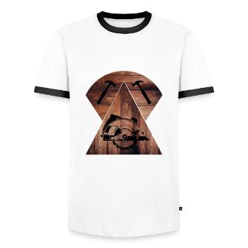 Charpentier, charpentier, charpentier, charpentier, artisan, bois - T-shirt contrasté Homme - blanc/noir - Devant - AI Model Female 172 light (172cm) & AI Model Male 178 dark (178cm)