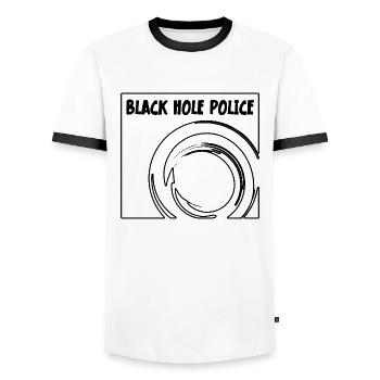 James Webb Space Telescope Black Hole Police - Männer Kontrast-T-Shirt - Weiß/Schwarz - Vorne - AI Model Female 172 light (172cm) & AI Model Male 178 dark (178cm)