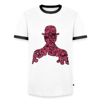 Fourth Son of Man - Men's Ringer Shirt - white/black - Front - AI Model Female 172 light (172cm) & AI Model Male 178 dark (178cm)