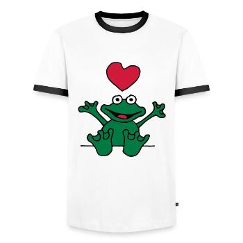 heart_frog_1220113c_b - T-shirt contrasté Homme - blanc/noir - Devant - AI Model Female 172 light (172cm) & AI Model Male 178 dark (178cm)
