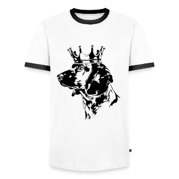 CHIEN DE SUEUR DE MONTAGNE BAVAROIS Krone Wilsigns - T-shirt contrasté Homme - blanc/noir - Devant - AI Model Female 172 light (172cm) & AI Model Male 178 dark (178cm)