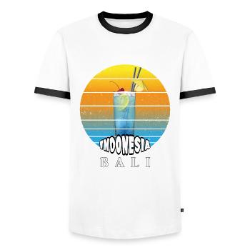 Bali - Indonesien - Männer Kontrast-T-Shirt - Weiß/Schwarz - Vorne - AI Model Female 172 light (172cm) & AI Model Male 178 dark (178cm)