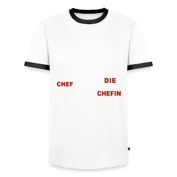 Der Chef die wahre Chefin Papa & Tochter - Männer Kontrast-T-Shirt - Weiß/Schwarz - Vorne - AI Model Female 172 light (172cm) & AI Model Male 178 dark (178cm)