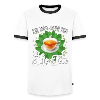 Je suis juste ici pour le thé - l’amateur de thé Design - T-shirt contrasté Homme - blanc/noir - Devant - AI Model Female 172 light (172cm) & AI Model Male 178 dark (178cm)