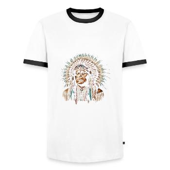 Personne n’est illégal sur un terrain volé - T-shirt contrasté Homme - blanc/noir - Devant - AI Model Female 172 light (172cm) & AI Model Male 178 dark (178cm)
