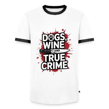 Chiens, vin et true crime – Funny Design - T-shirt contrasté Homme - blanc/noir - Devant - AI Model Female 172 light (172cm) & AI Model Male 178 dark (178cm)