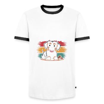 Malteser Mama, Legendary Snack Dealer - Men's Ringer Shirt - white/black - Front - AI Model Female 172 light (172cm) & AI Model Male 178 dark (178cm)