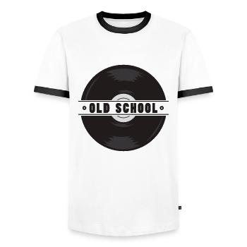 Disque de vinyle Cadeau Musique old school - T-shirt contrasté Homme - blanc/noir - Devant - AI Model Female 172 light (172cm) & AI Model Male 178 dark (178cm)
