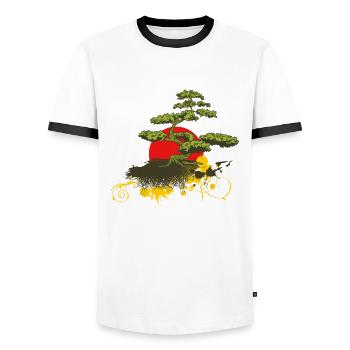 bonsaïs - T-shirt contrasté Homme - blanc/noir - Devant - AI Model Female 172 light (172cm) & AI Model Male 178 dark (178cm)