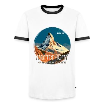 Matterhorn Zermatt Andenken Wandern Koordinaten - Männer Kontrast-T-Shirt - Weiß/Schwarz - Vorne - AI Model Female 172 light (172cm) & AI Model Male 178 dark (178cm)