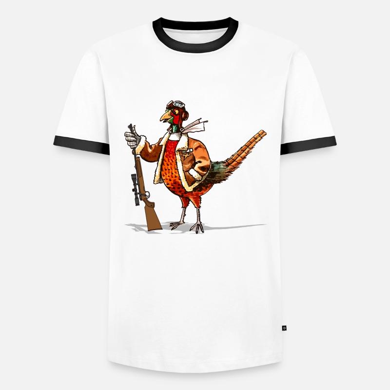 Pheasant Hunter Graphic - Men's Ringer Shirt - white/black
