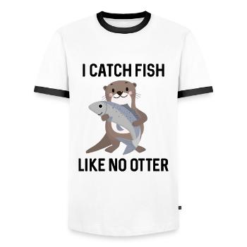Ich fang Fische wie kein Otter - Männer Kontrast-T-Shirt - Weiß/Schwarz - Vorne - AI Model Female 172 light (172cm) & AI Model Male 178 dark (178cm)