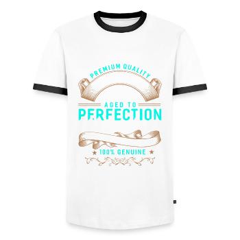 Juillet 1952 - Cadeau du 70e anniversaire. Génial. - T-shirt contrasté Homme - blanc/noir - Devant - AI Model Female 172 light (172cm) & AI Model Male 178 dark (178cm)