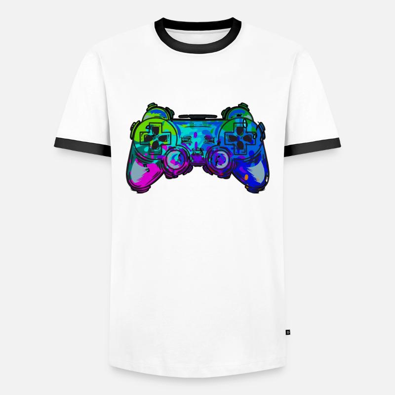 Game Controller Splash Gaming - Men's Ringer Shirt - white/black