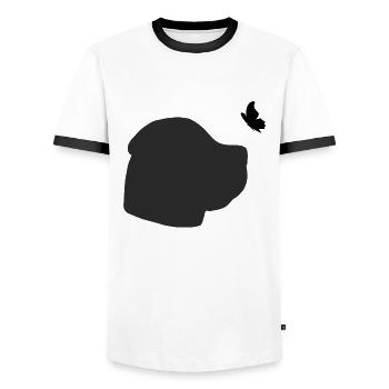 Boerboel mit Schmetterling - Männer Kontrast-T-Shirt - Weiß/Schwarz - Vorne - AI Model Female 172 light (172cm) & AI Model Male 178 dark (178cm)