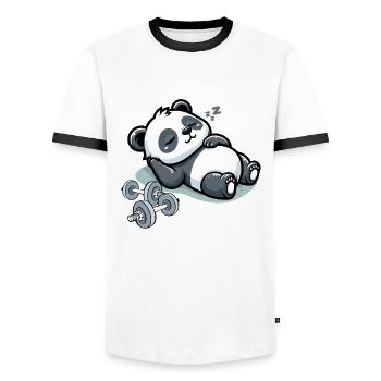 Panda La Lutte Est Vraie Haltérophilie Gym Drôle - T-shirt contrasté Homme - blanc/noir - Devant - AI Model Female 172 light (172cm) & AI Model Male 178 dark (178cm)