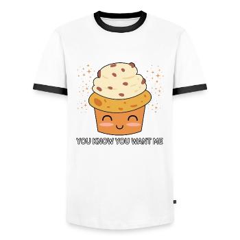 You Know You Want Me - Men's Ringer Shirt - white/black - Front - AI Model Female 172 light (172cm) & AI Model Male 178 dark (178cm)