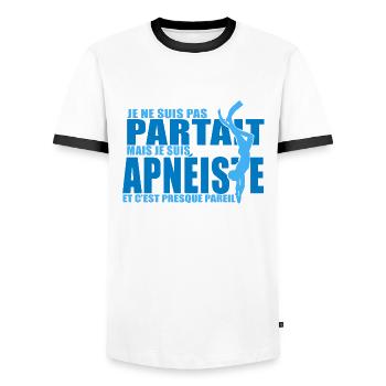 apnée plongée plongeur apnéiste - T-shirt contrasté Homme - blanc/noir - Devant - AI Model Female 172 light (172cm) & AI Model Male 178 dark (178cm)