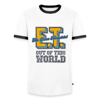 E.T. The Extra-Terrestrial Out Of This World - Men's Ringer Shirt - white/black - Front - AI Model Female 172 light (172cm) & AI Model Male 178 dark (178cm)