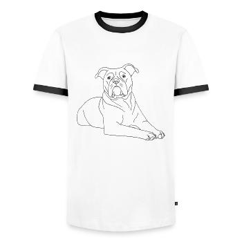 Old English Bulldog - Männer Kontrast-T-Shirt - Weiß/Schwarz - Vorne - AI Model Female 172 light (172cm) & AI Model Male 178 dark (178cm)