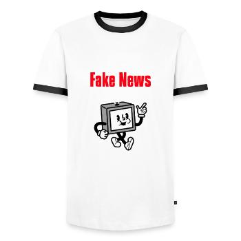 GEZ Demo TShirt funny protest shirt men - Men's Ringer Shirt - white/black - Front - AI Model Female 172 light (172cm) & AI Model Male 178 dark (178cm)