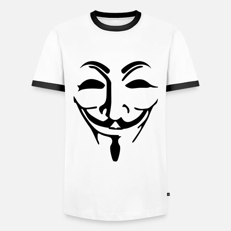 Anonymous - Männer Kontrast-T-Shirt - Weiß/Schwarz