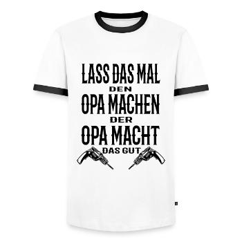 Opa - Männer Kontrast-T-Shirt - Weiß/Schwarz - Vorne - AI Model Female 172 light (172cm) & AI Model Male 178 dark (178cm)