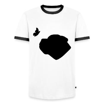 Bullmastiff mit Schmetterling - Männer Kontrast-T-Shirt - Weiß/Schwarz - Vorne - AI Model Female 172 light (172cm) & AI Model Male 178 dark (178cm)