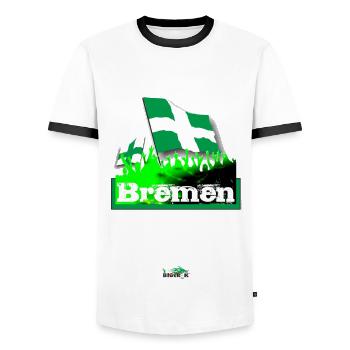 Bremen - Men's Ringer Shirt - white/black - Front - AI Model Female 172 light (172cm) & AI Model Male 178 dark (178cm)