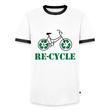 Re cycle - T-shirt contrasté Homme - blanc/noir - Devant - AI Model Female 172 light (172cm) & AI Model Male 178 dark (178cm)