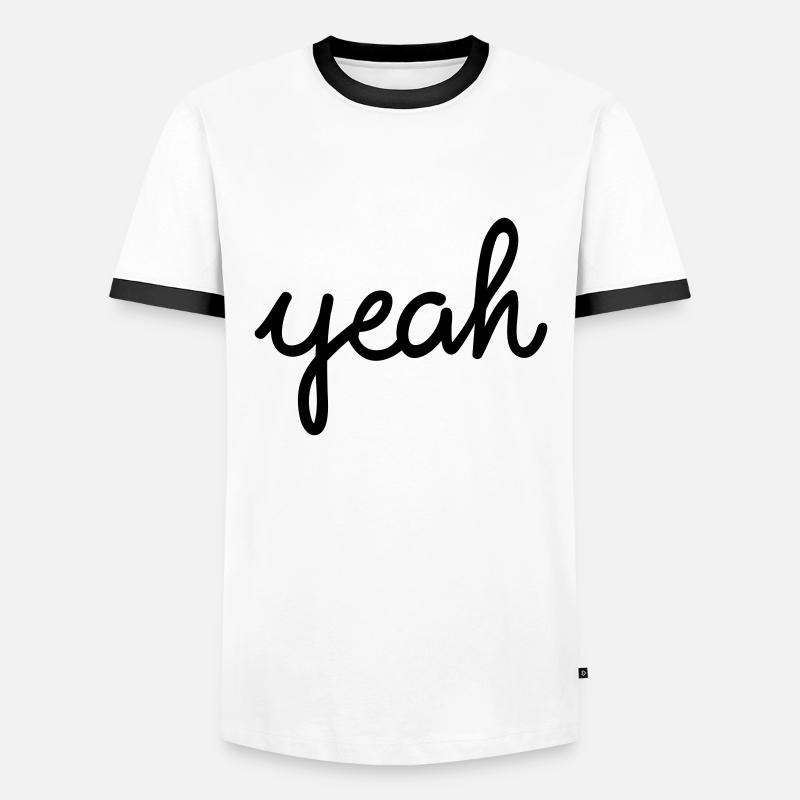 yeah Typografie - Männer Kontrast-T-Shirt - Weiß/Schwarz