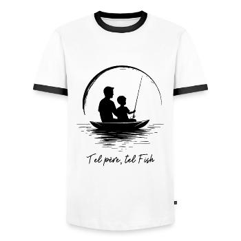 A fisherman from father to son, a passion... fishing - Men's Ringer Shirt - white/black - Front - AI Model Female 172 light (172cm) & AI Model Male 178 dark (178cm)
