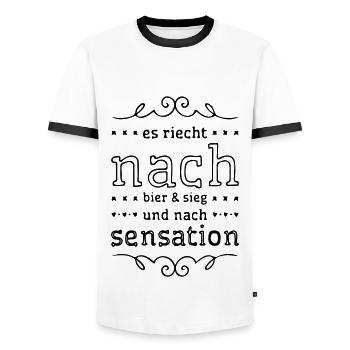 Bier, Sieg & Sensation - Männer Kontrast-T-Shirt - Weiß/Schwarz - Vorne - AI Model Female 172 light (172cm) & AI Model Male 178 dark (178cm)