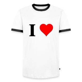 I Love - T-shirt contrasté Homme - blanc/noir - Devant - AI Model Female 172 light (172cm) & AI Model Male 178 dark (178cm)