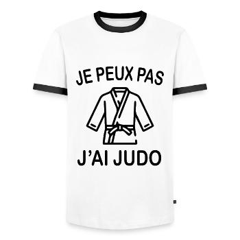 Je Peux Pas J'ai Judo - T-shirt contrasté Homme - blanc/noir - Devant - AI Model Female 172 light (172cm) & AI Model Male 178 dark (178cm)
